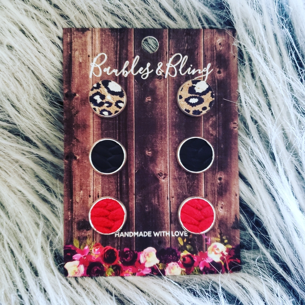 Stud earrings 3 pair handmade